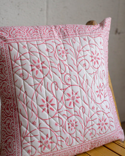 Pink Print Block Cushion Cover
