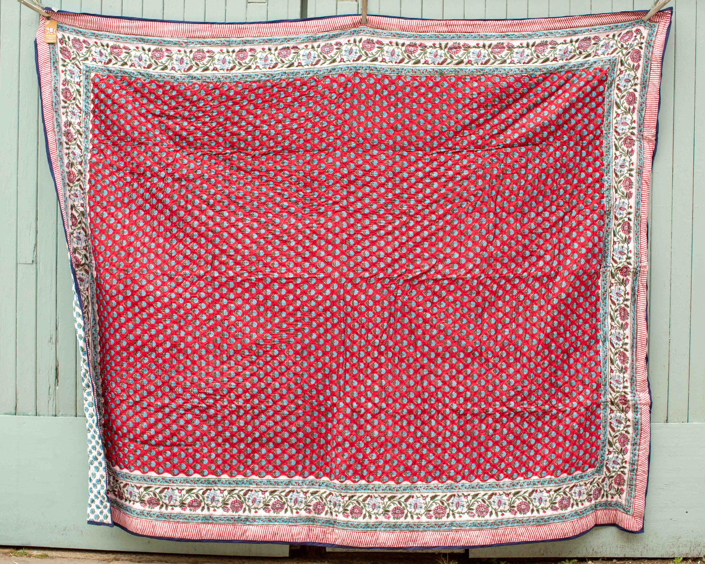 Print Block Padded Quilt - Stanton Red