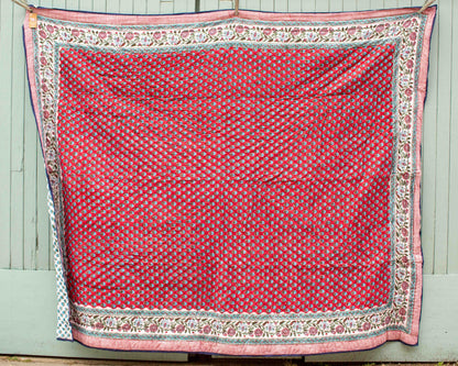 Print Block Padded Quilt - Stanton Red