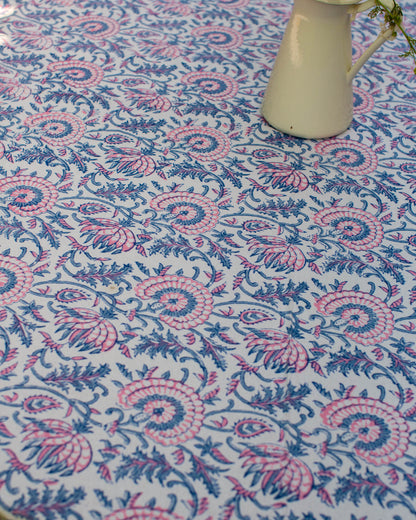 Pink & Purple Block Print Round Tablecloth