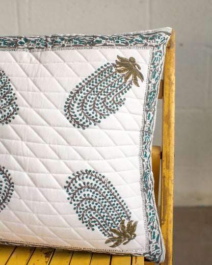 Leaf Print Block Cushion Cover