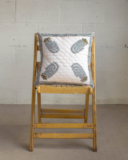 Leaf Print Block Cushion Cover