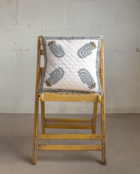 Leaf Print Block Cushion Cover