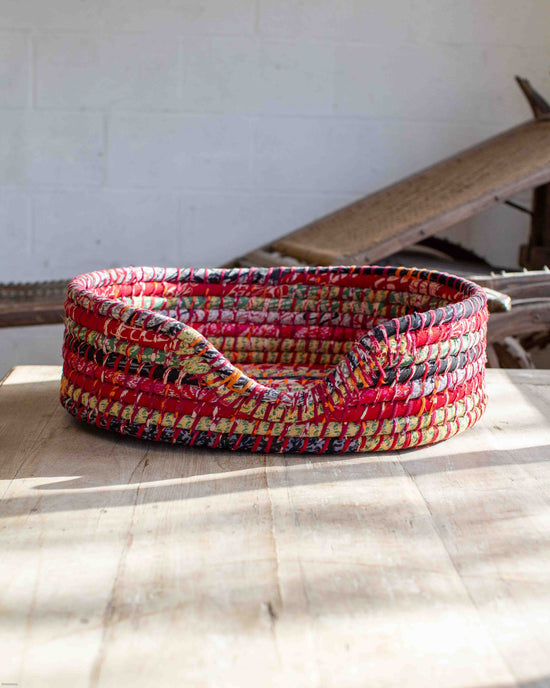 Small Recycled Sari Dog Basket - 16