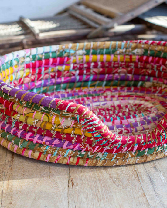 Small Recycled Sari Dog Basket - 19