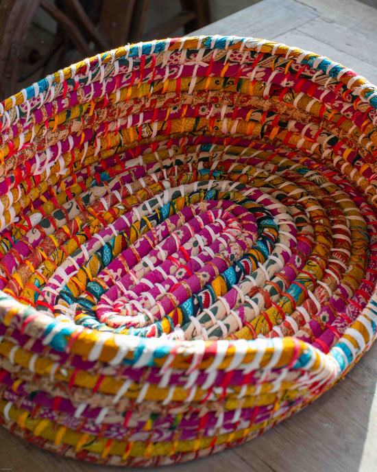 Small Recycled Sari Dog Basket - 1