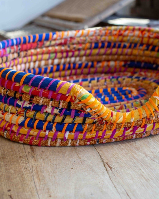 Small Recycled Sari Dog Basket - 21