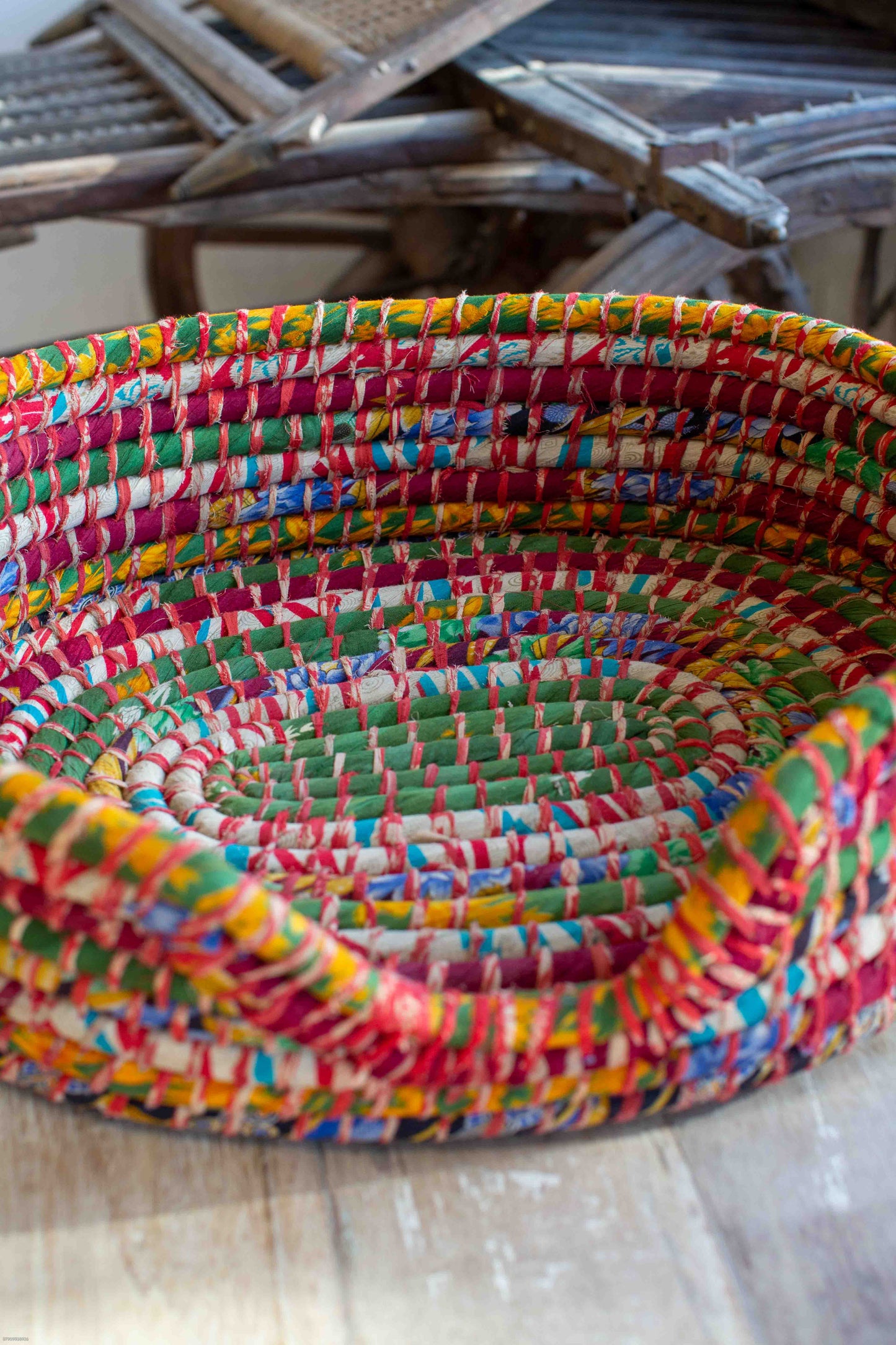 Small Recycled Sari Dog Basket - 22
