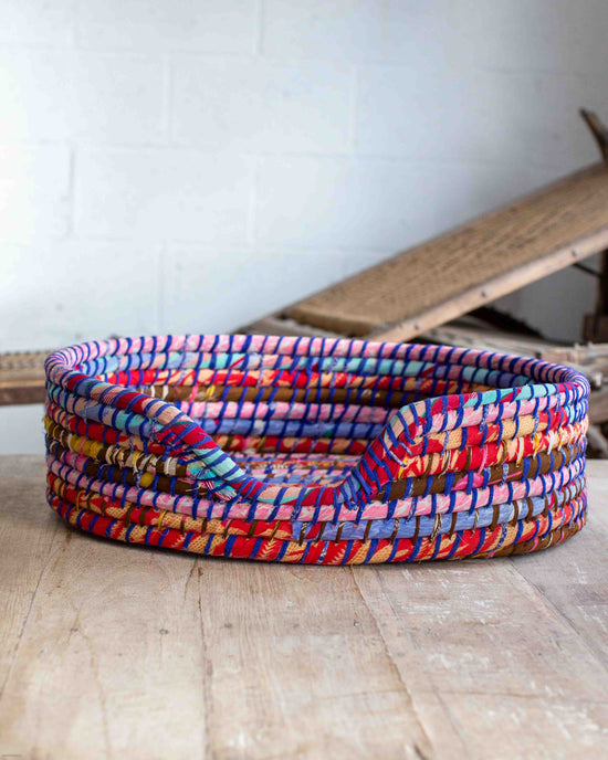 Small Recycled Sari Dog Basket - 25