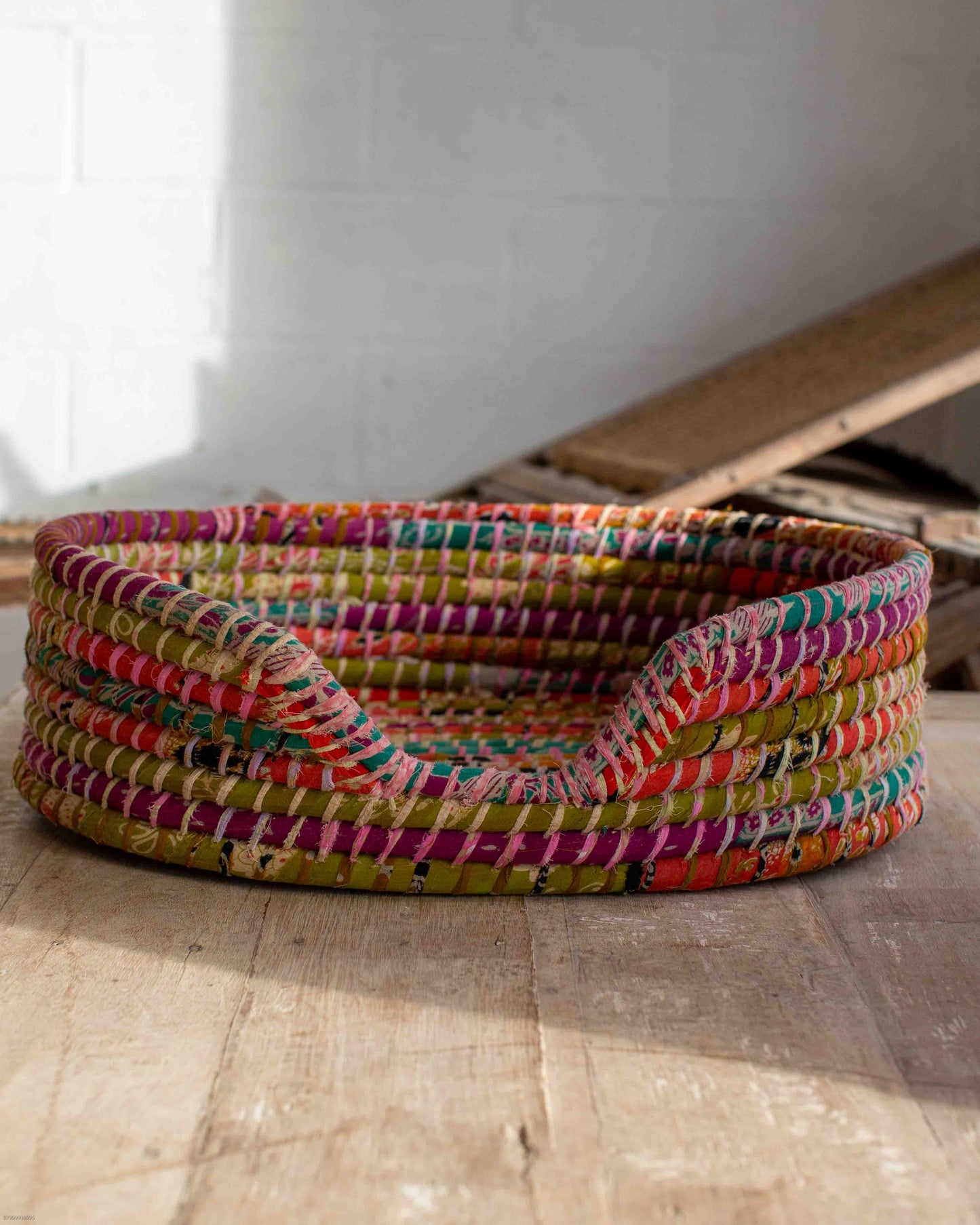 Small Recycled Sari Dog Basket - 26