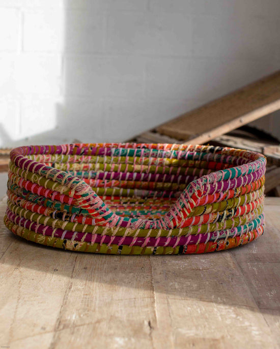Small Recycled Sari Dog Basket - 26