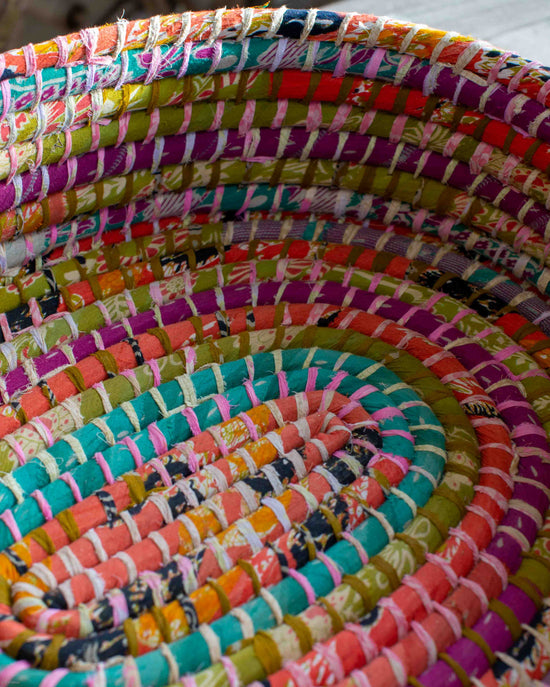 Small Recycled Sari Dog Basket - 26