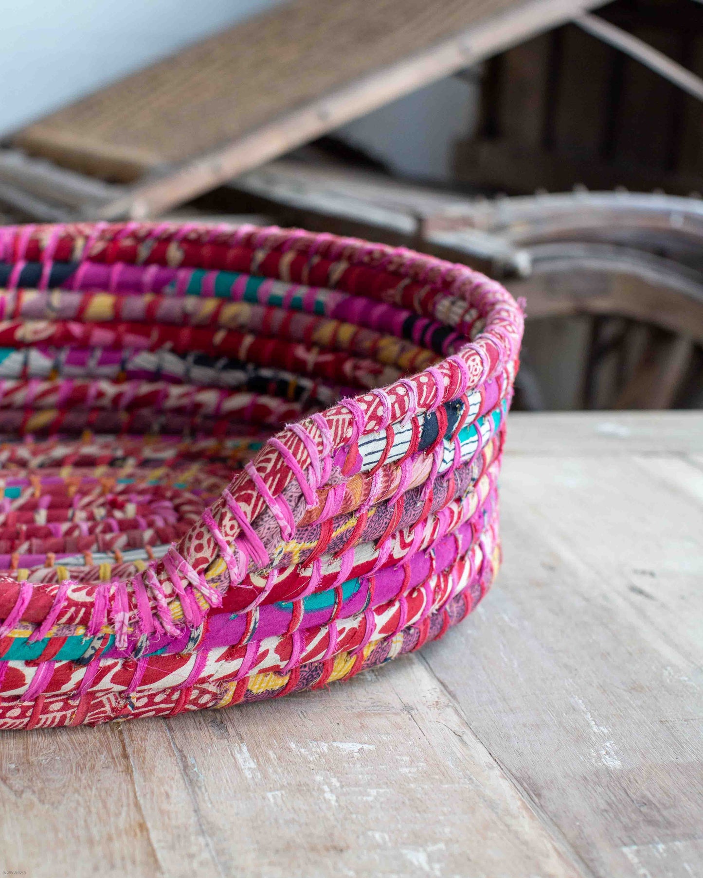Small Recycled Sari Dog Basket - 28