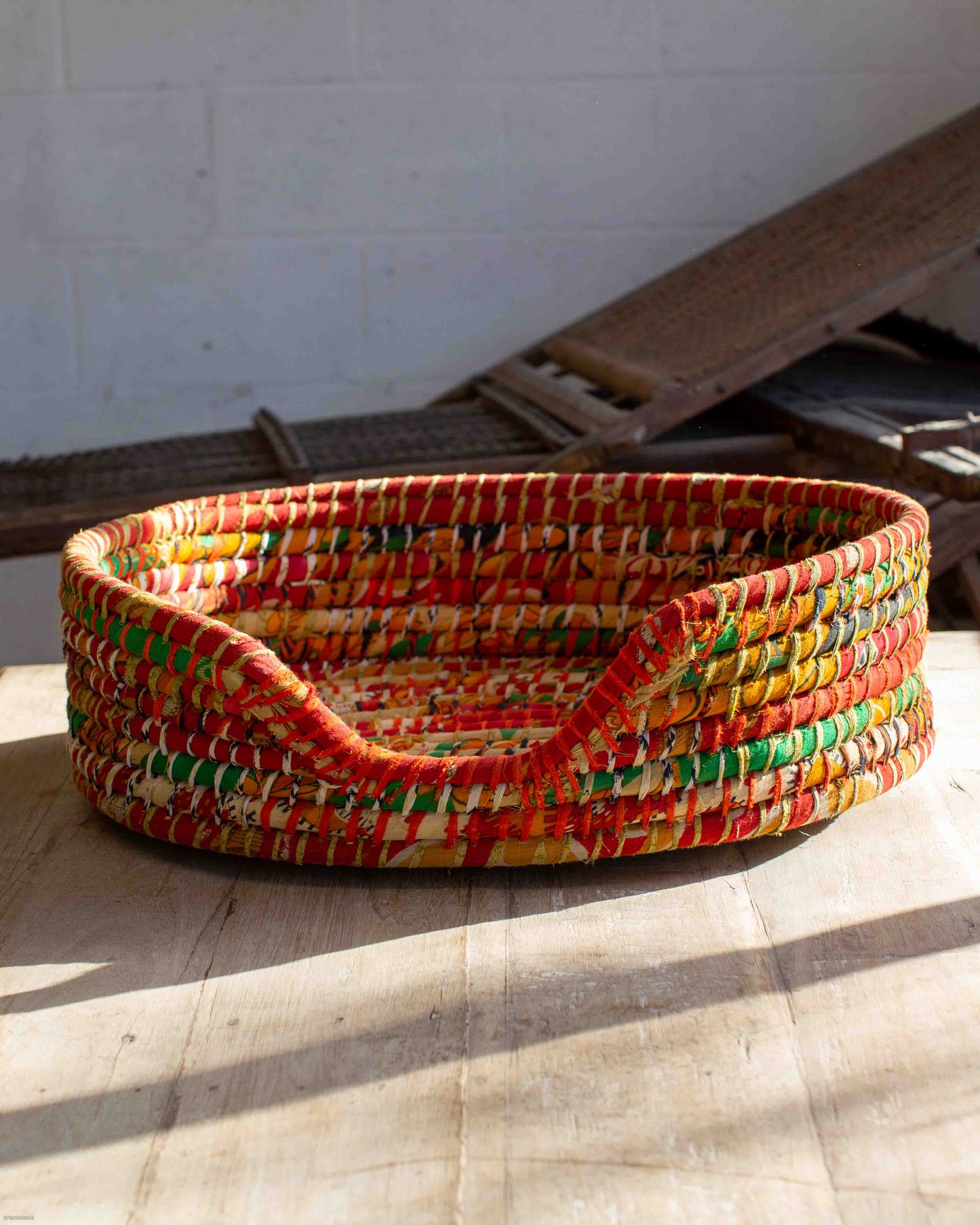 Small Recycled Sari Dog Basket - 2