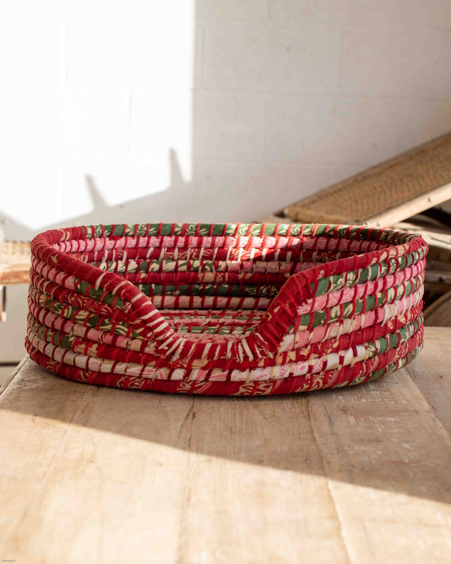 Small Recycled Sari Dog Basket - 30