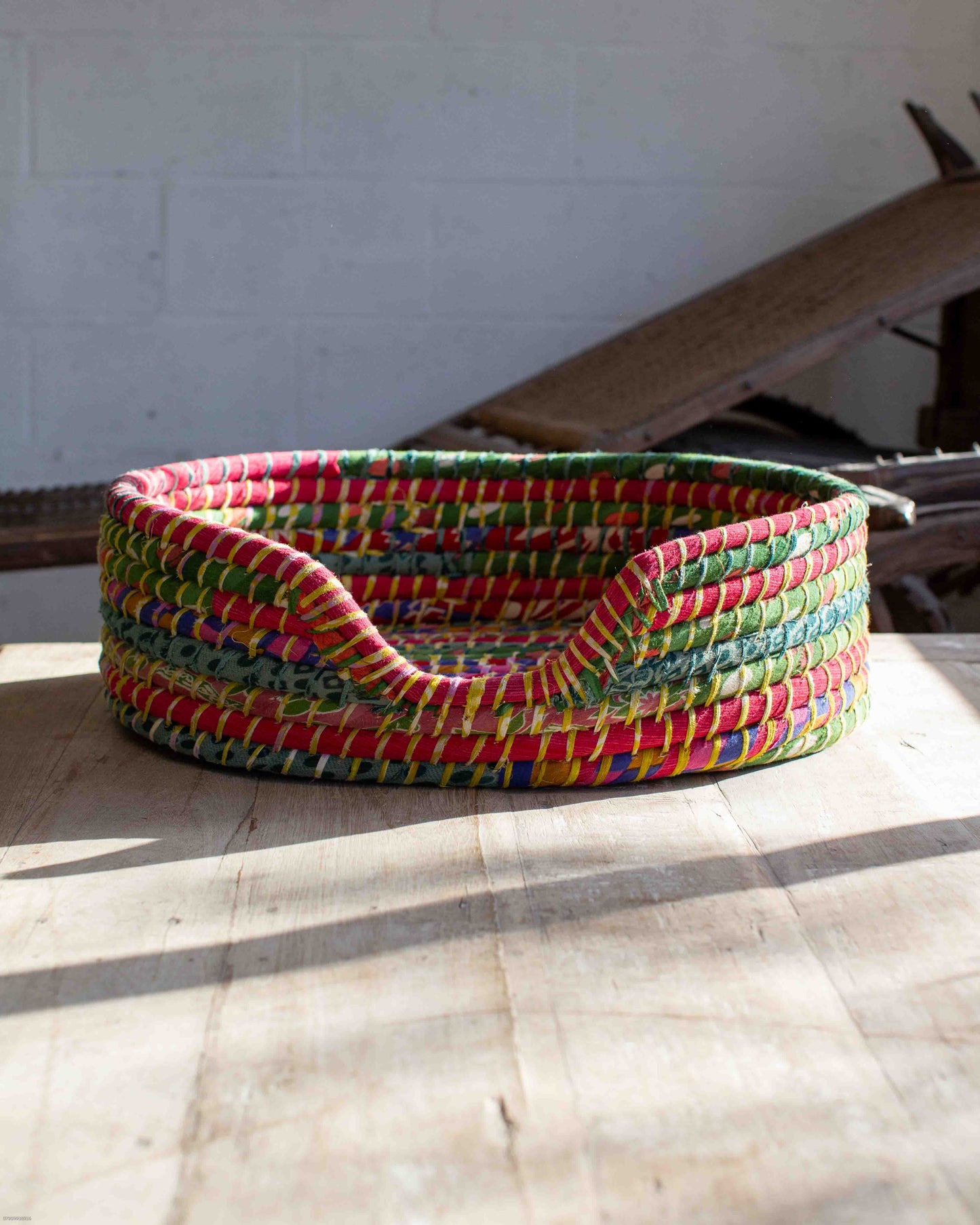 Small Recycled Sari Dog Basket - 4