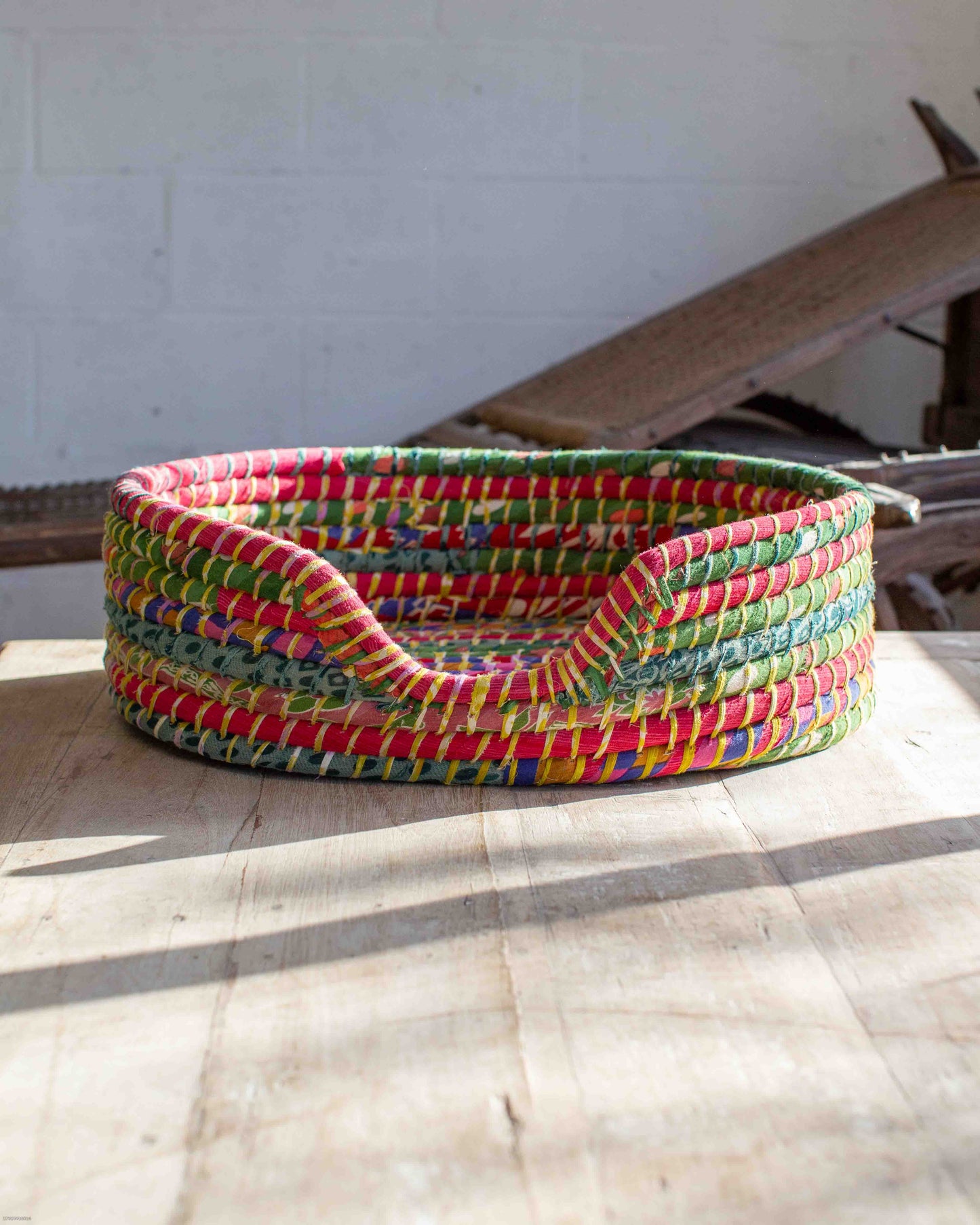 Small Recycled Sari Dog Basket - 4