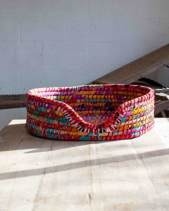 Small Recycled Sari Dog Basket - 5