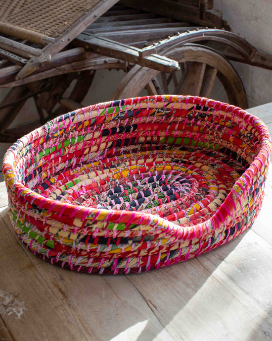 Small Recycled Sari Dog Basket - 6