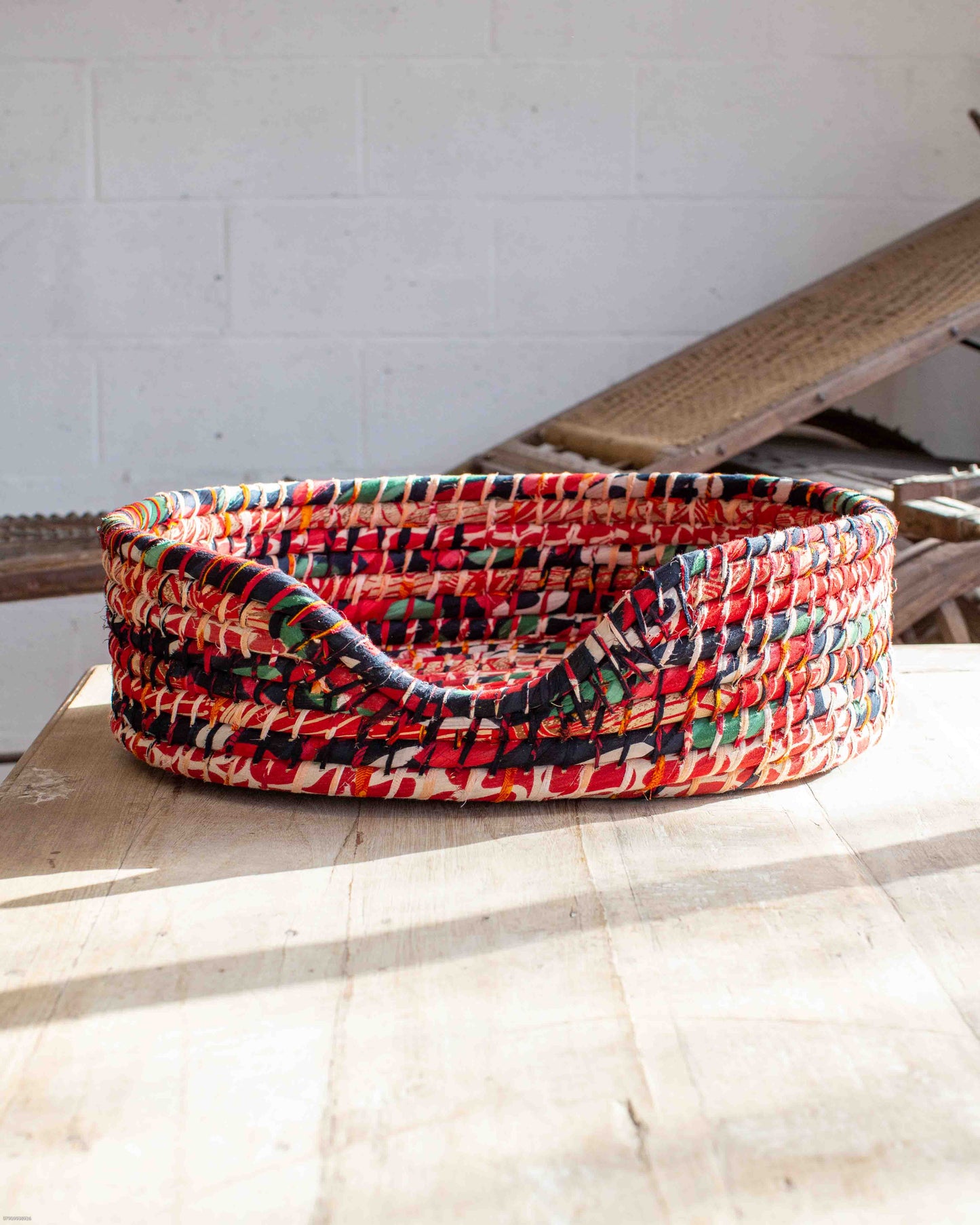 Small Recycled Sari Dog Basket - 8