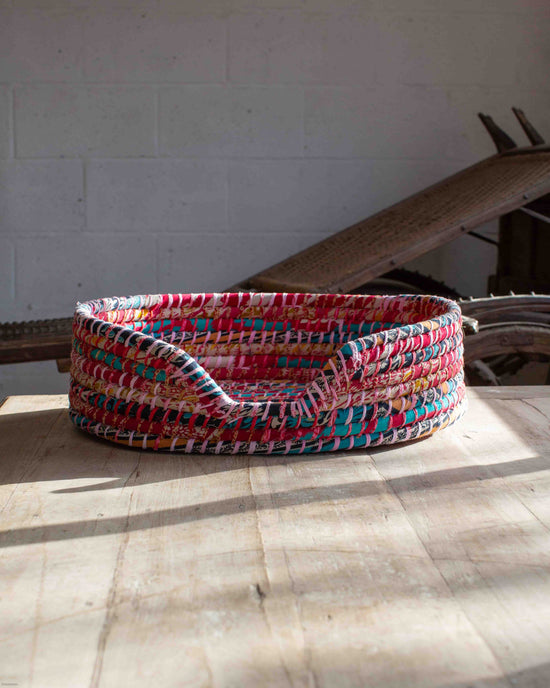 Small Recycled Sari Dog Basket - 9