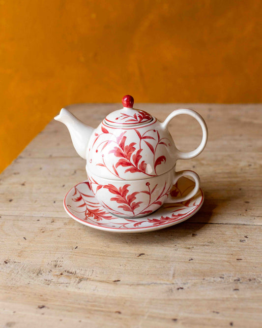 Red Floral Tea Pot