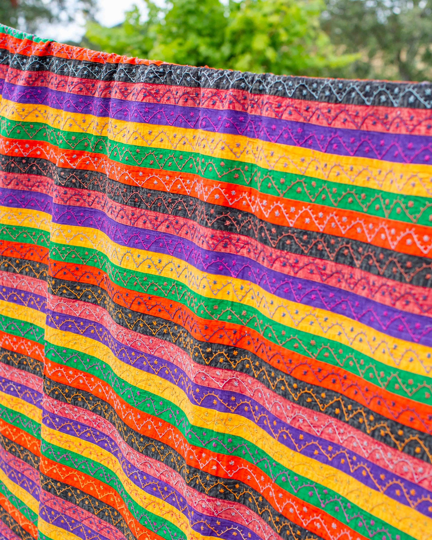 Stripe Kantha Throw 220 x 270cm