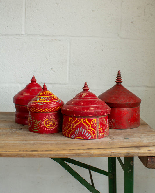 Assorted Vintage Red Lacquer Tikka Box