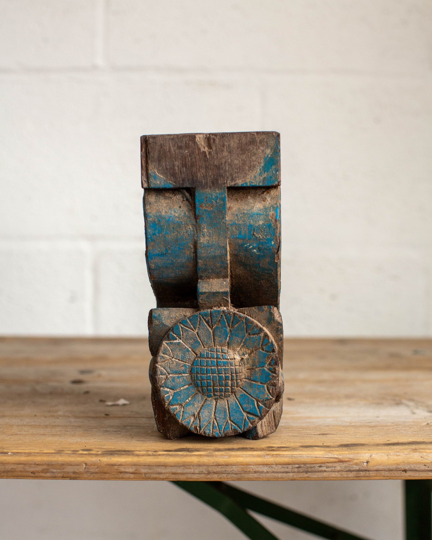 Wooden Carved Pillar Candle Holder - 2