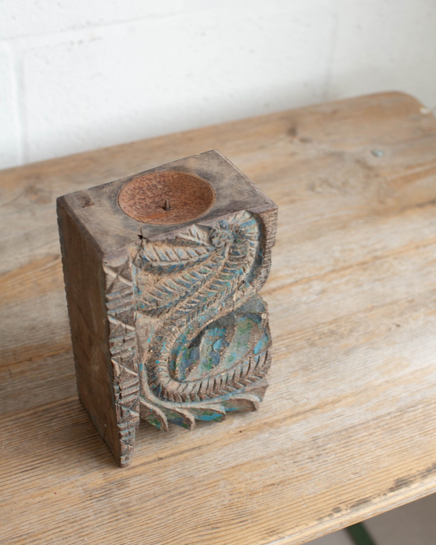 Wooden Carved Candle Pillar - 1