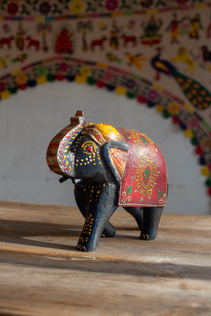 Large Hand Painted Wooden Elephant