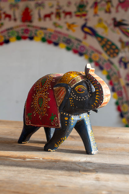 Large Hand Painted Wooden Elephant