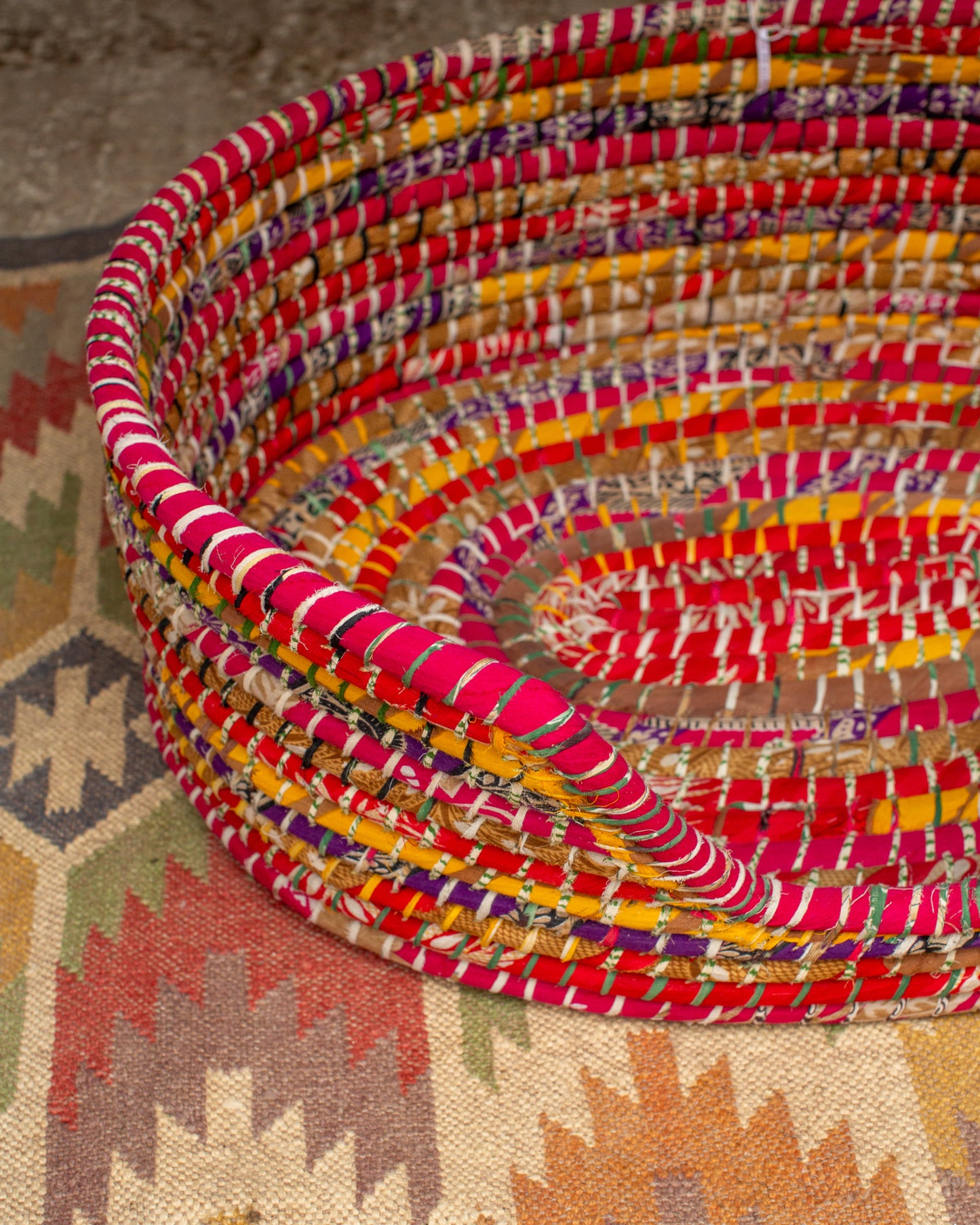 Recycled Sari Dog Basket -2