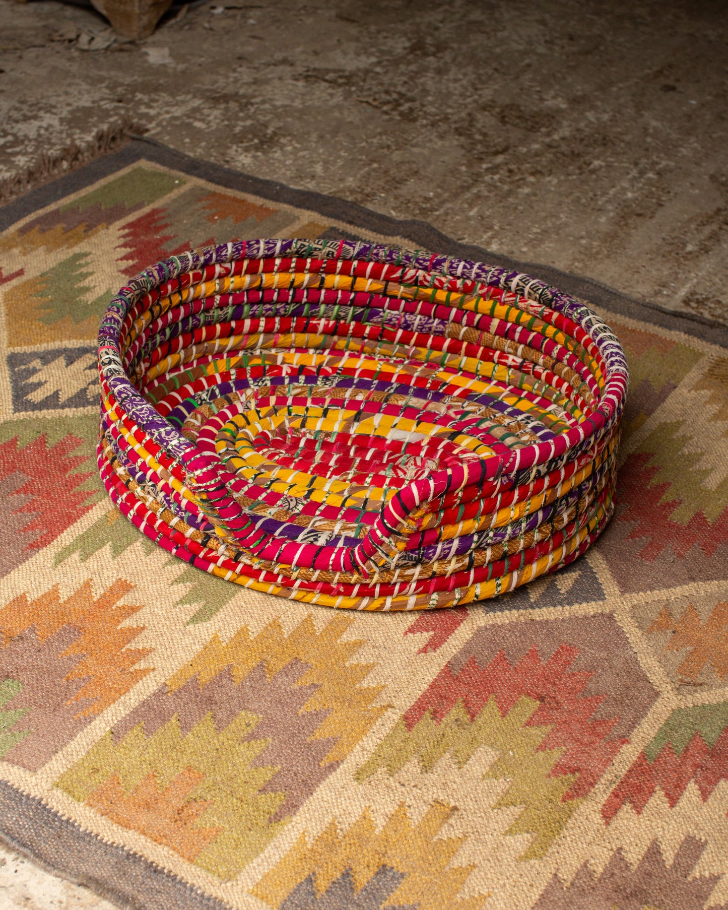 Recycled Sari Dog Basket -2