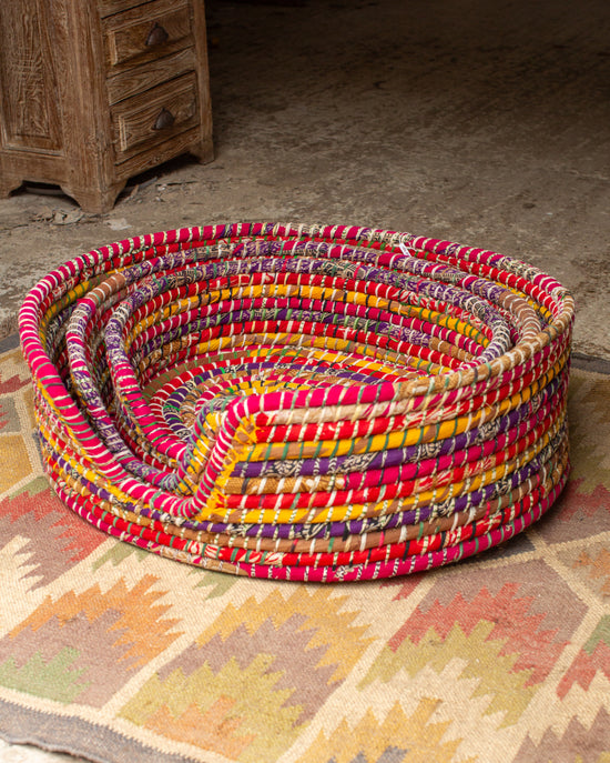 Recycled Sari Dog Basket -2