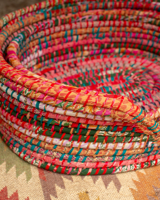 Recycled Sari Dog Basket - 3