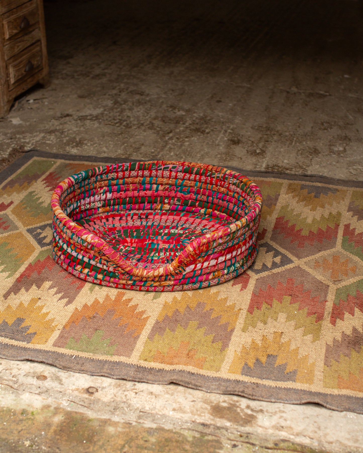 Recycled Sari Dog Basket - 3