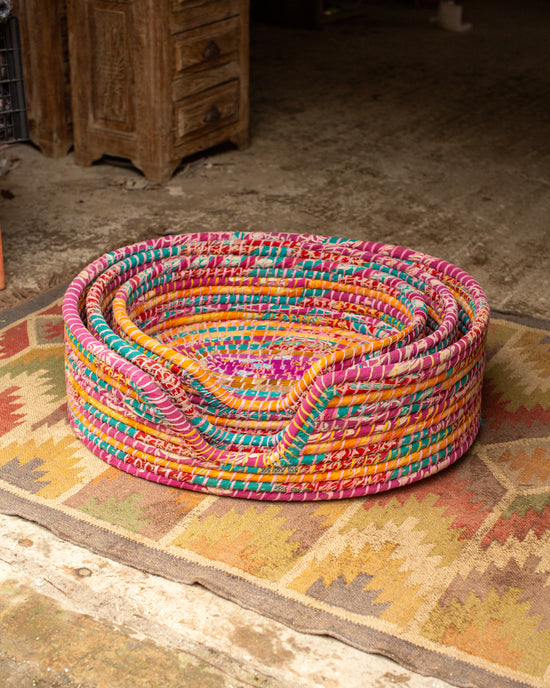 Recycled Sari Dog Basket - 5