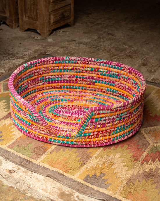 Recycled Sari Dog Basket - 5