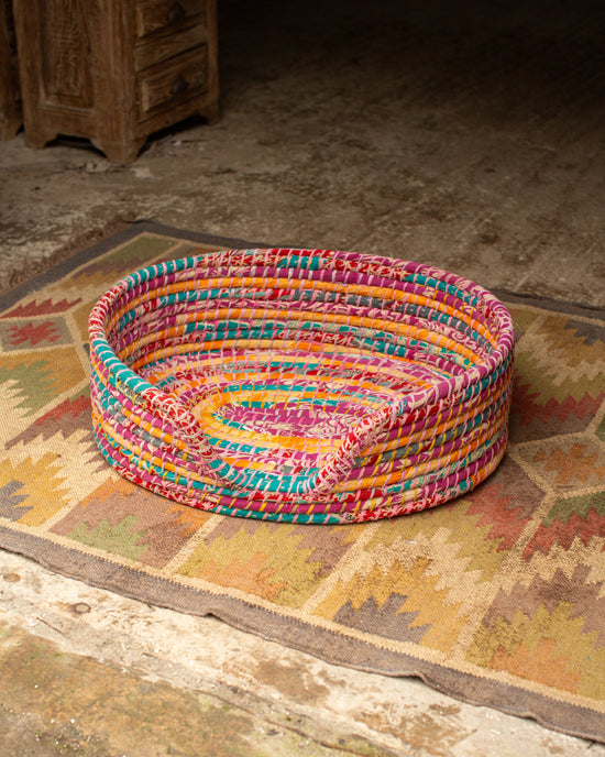 Recycled Sari Dog Basket - 5