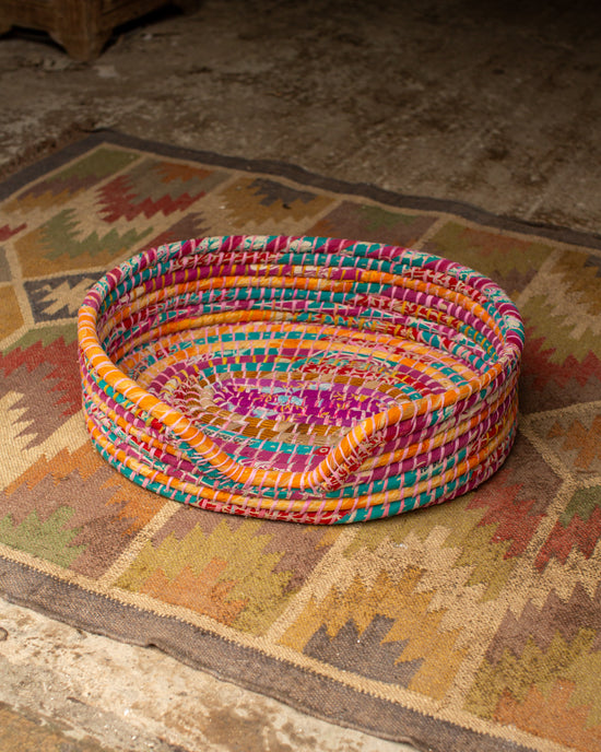 Recycled Sari Dog Basket - 5