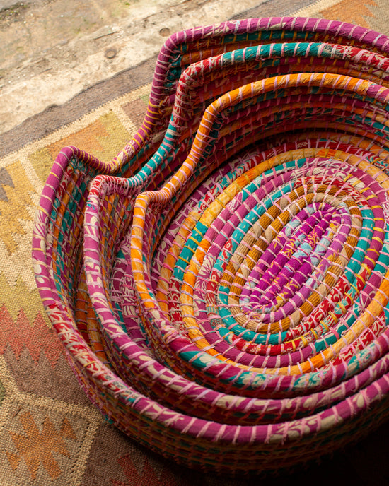 Recycled Sari Dog Basket - 5