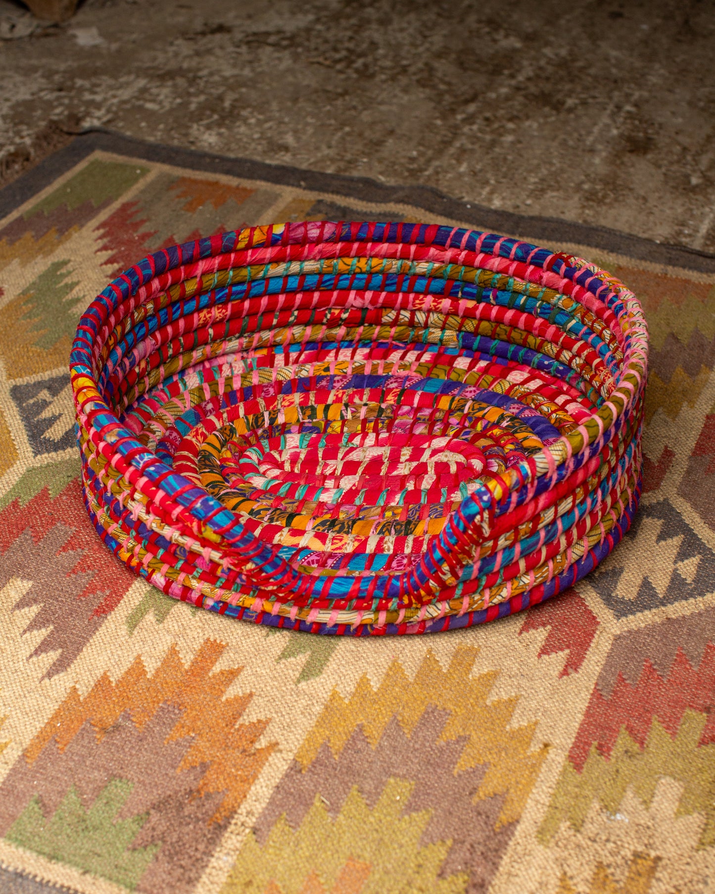 Recycled Sari Dog Basket - 6