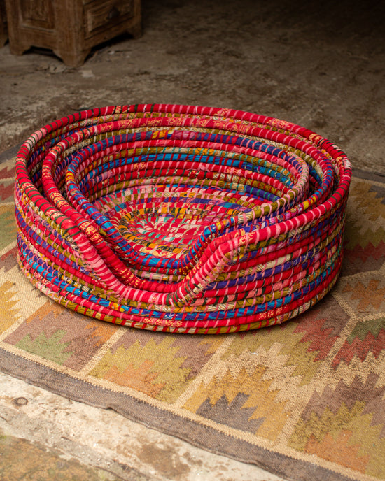 Recycled Sari Dog Basket - 6