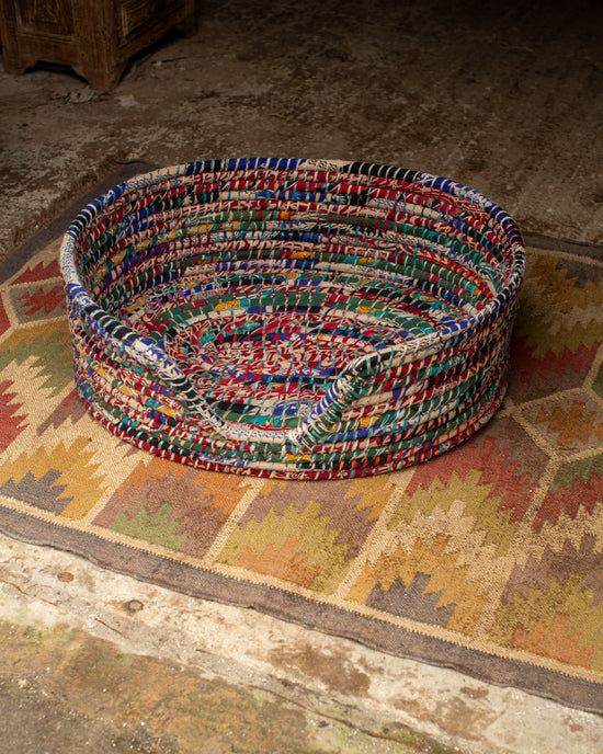 Recycled Sari Dog Basket - 7