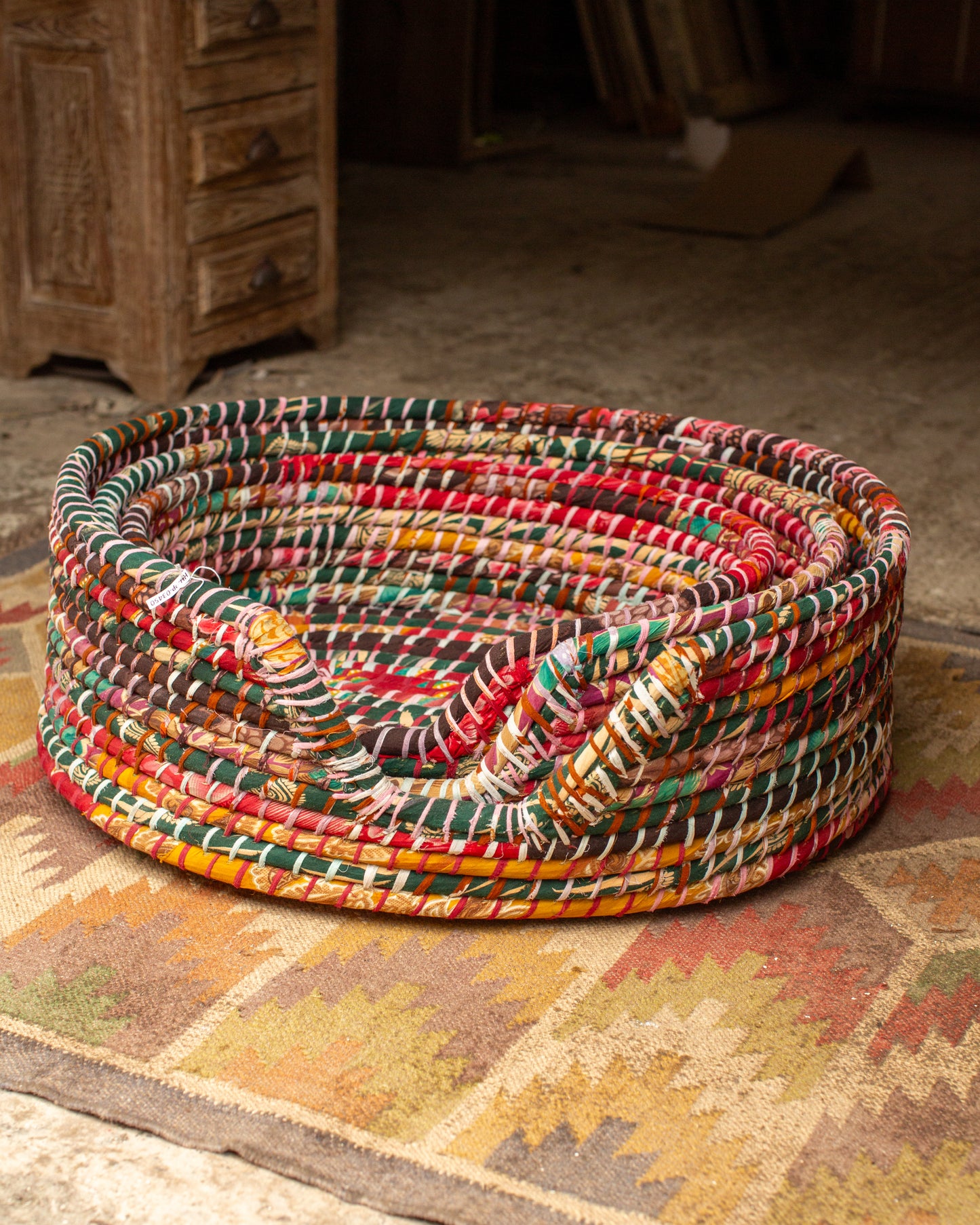 Recycled Sari Dog Basket - 8