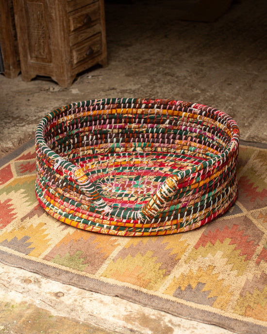 Recycled Sari Dog Basket - 8