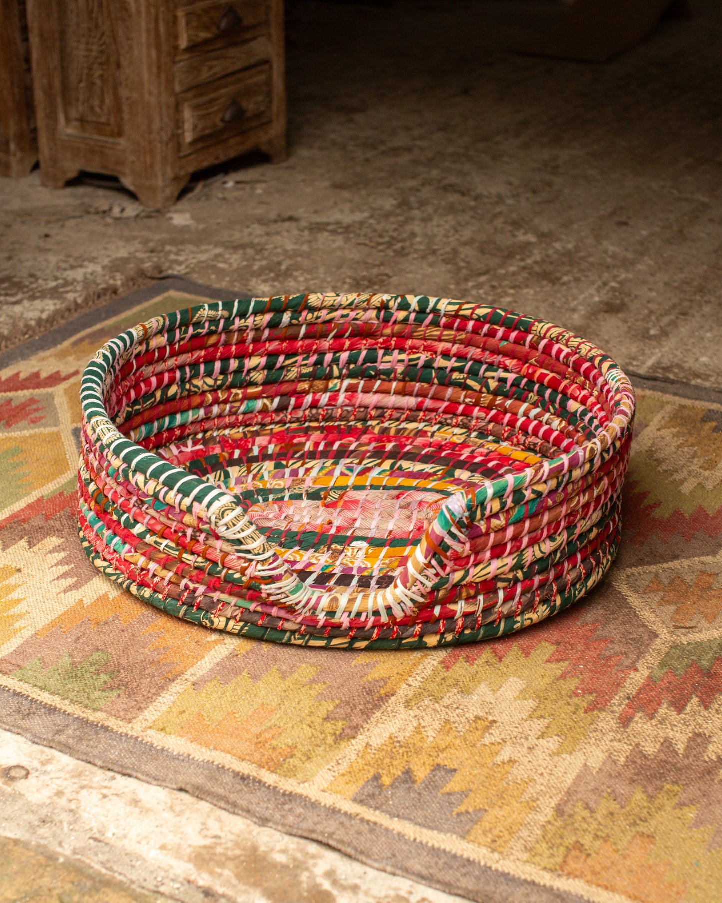 Recycled Sari Dog Basket - 8