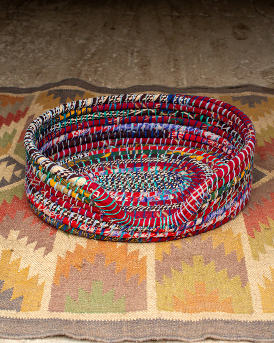 Recycled Sari Dog Basket - 1