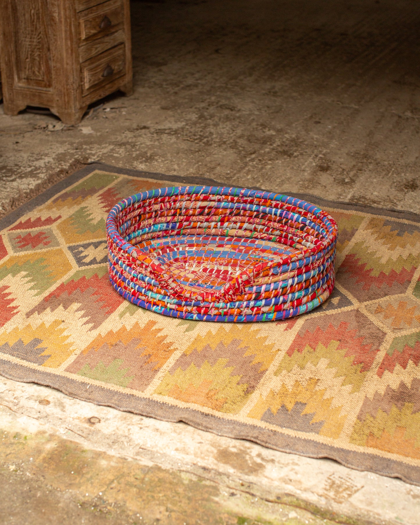 Recycled Sari Dog Basket - 4